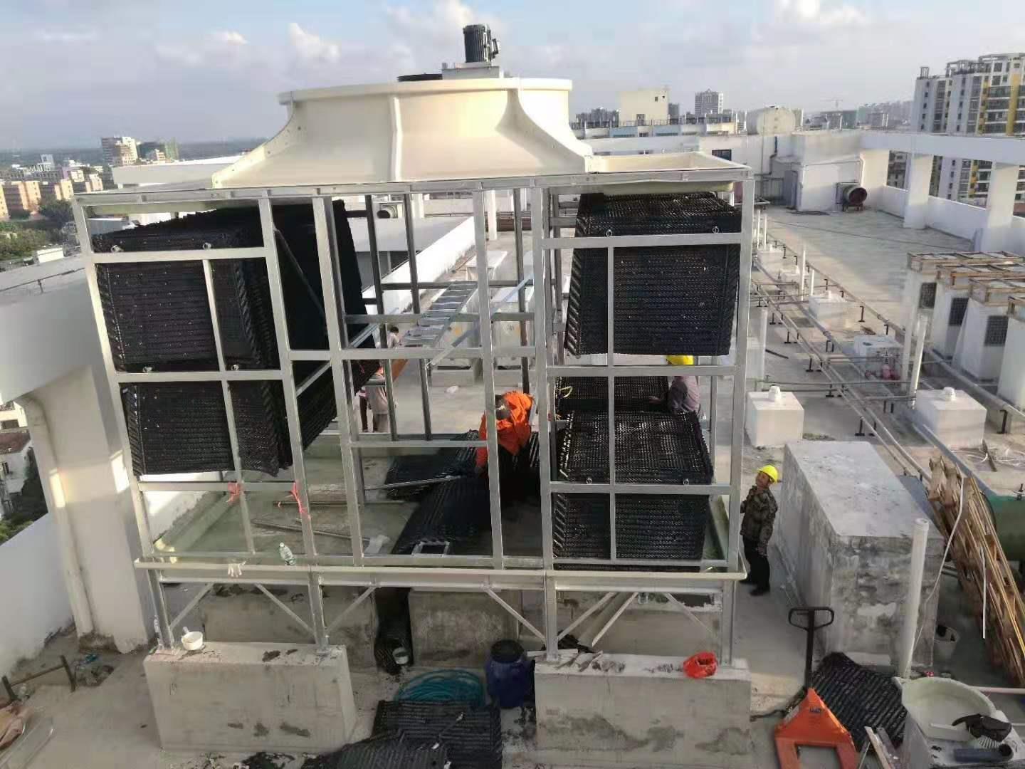 square cooling tower installation